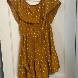 White and yellow polka dot dress